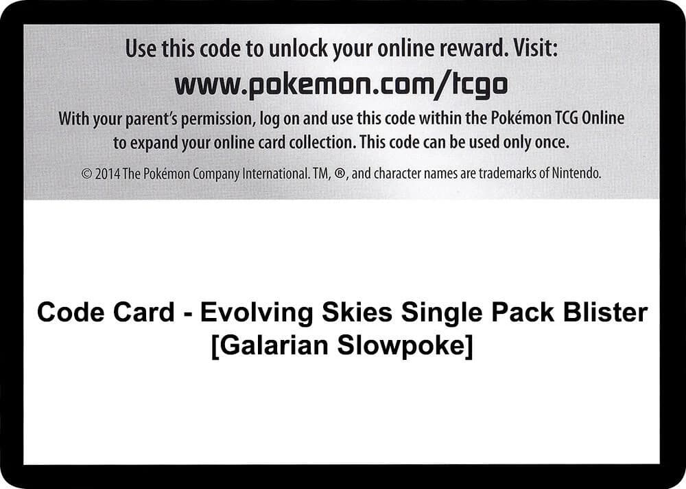 Code Card - Evolving Skies Single Pack Blister [Galarian Slowpoke]