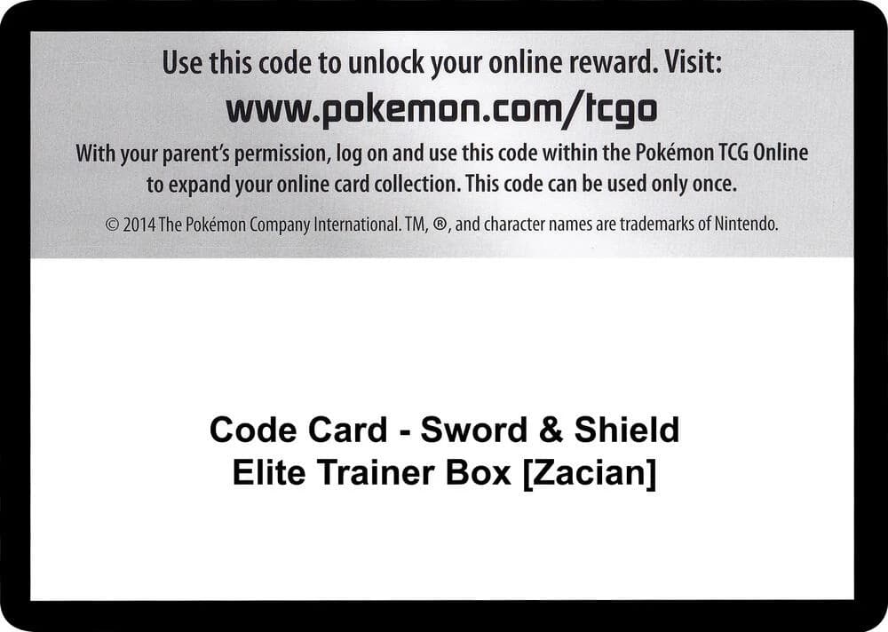 Code Card - Sword & Shield Elite Trainer Box [Zacian]