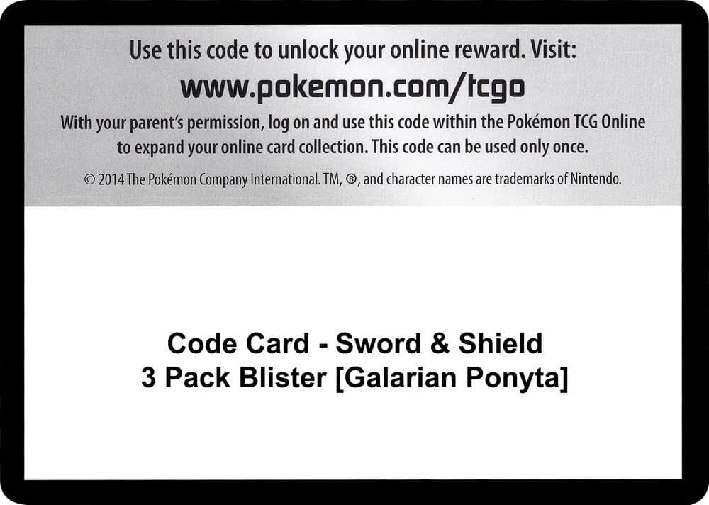 Code Card - Sword & Shield 3 Pack Blister [Galarian Ponyta]