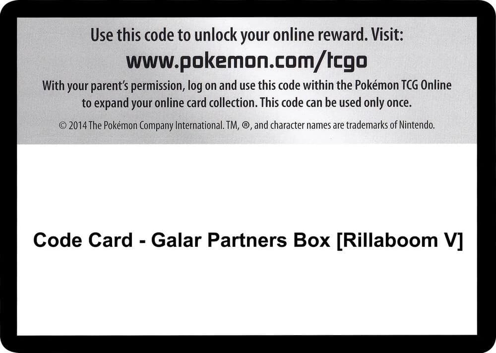 Code Card - Galar Partners Box [Rillaboom V]