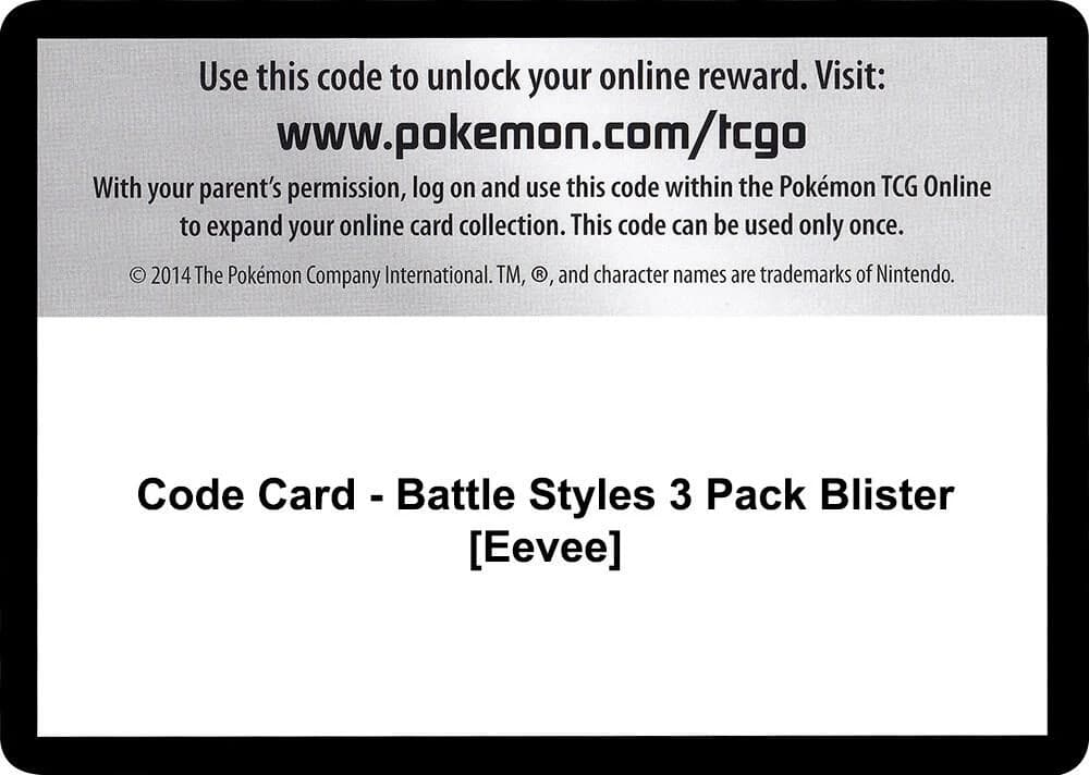 Code Card - Battle Styles 3 Pack Blister [Eevee]