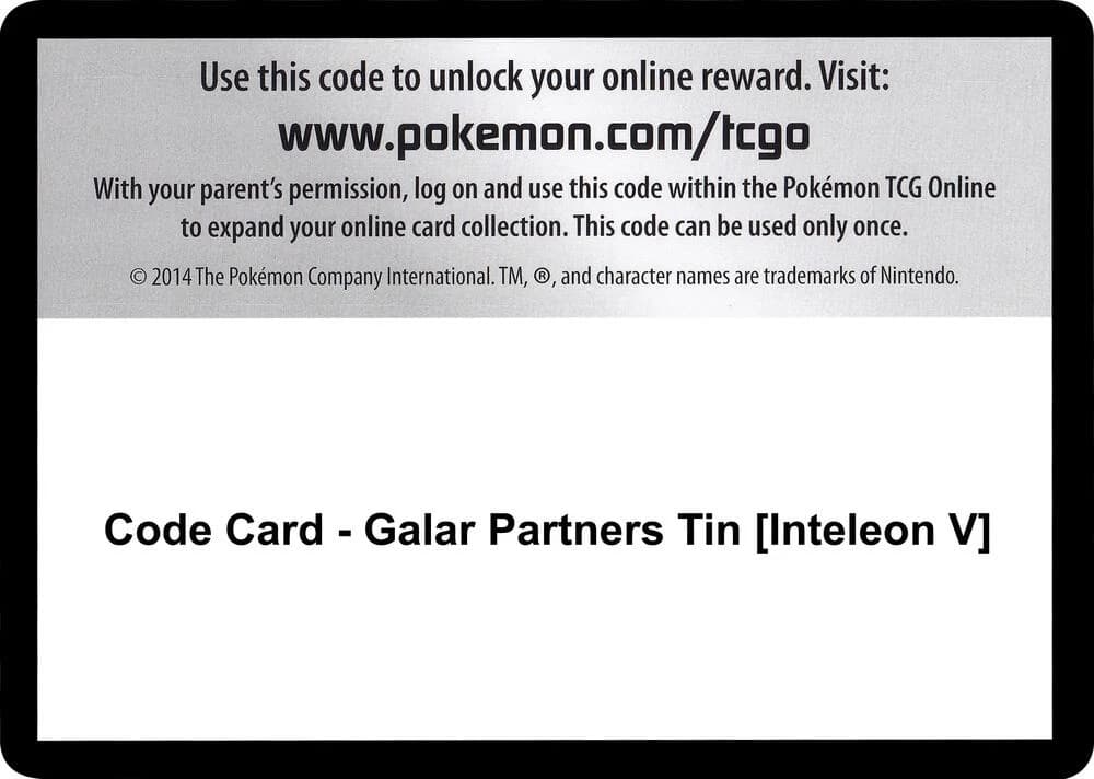 Code Card - Galar Partners Tin [Inteleon V]