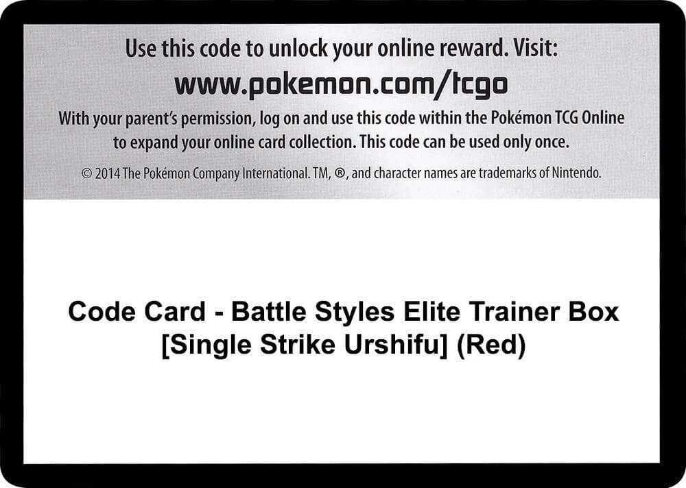 Code Card - Battle Styles Elite Trainer Box [Single Strike Urshifu] (Red)