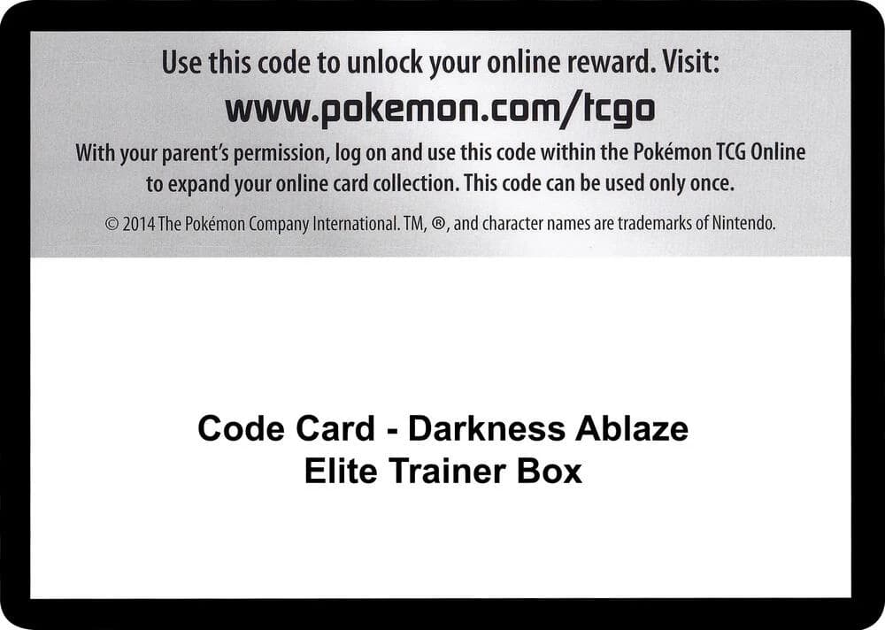 Code Card - Darkness Ablaze Elite Trainer Box