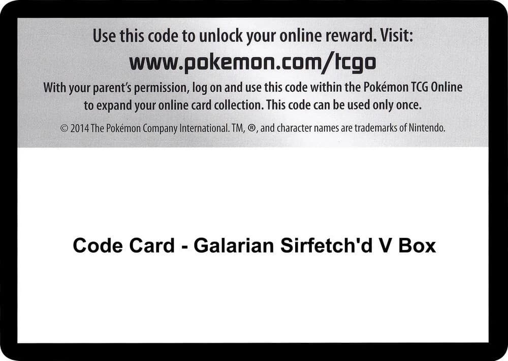 Code Card - Galarian Sirfetch'd V Box