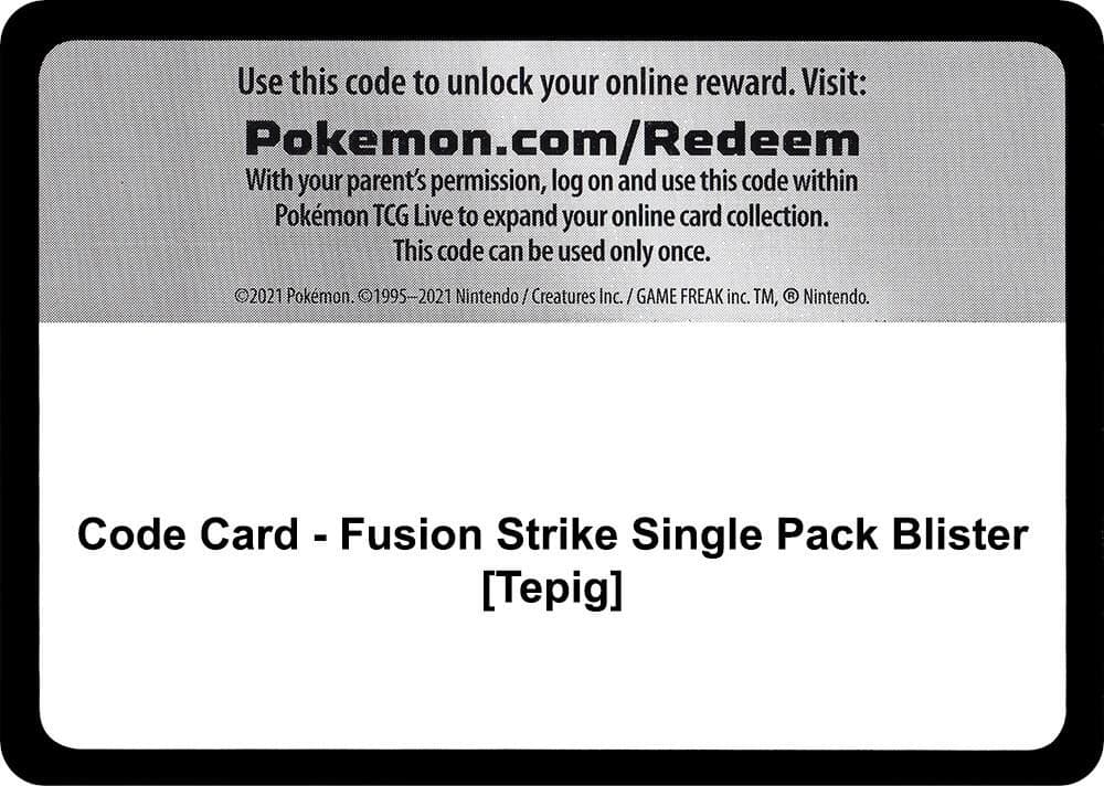 Code Card - Fusion Strike Single Pack Blister [Tepig]