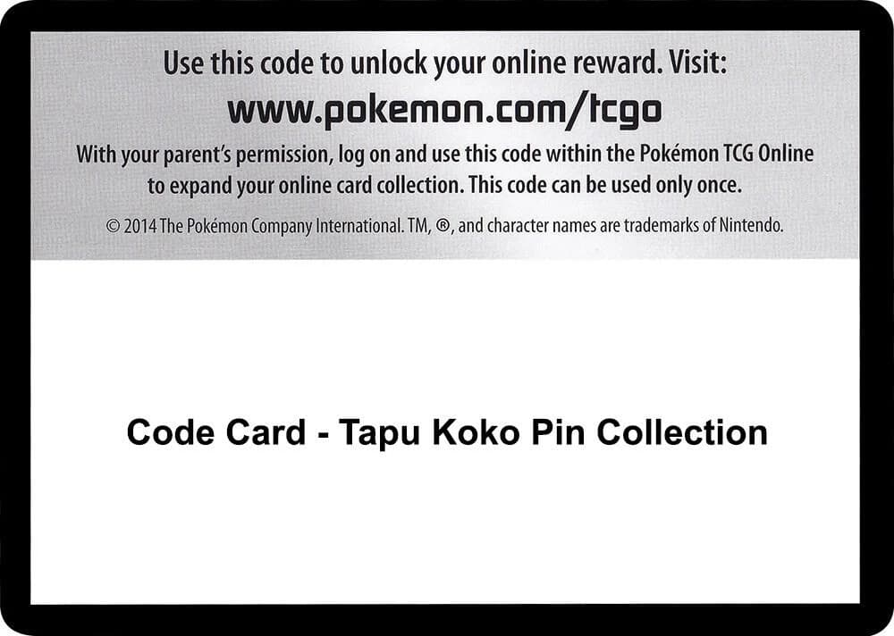 Code Card - Tapu Koko Pin Collection