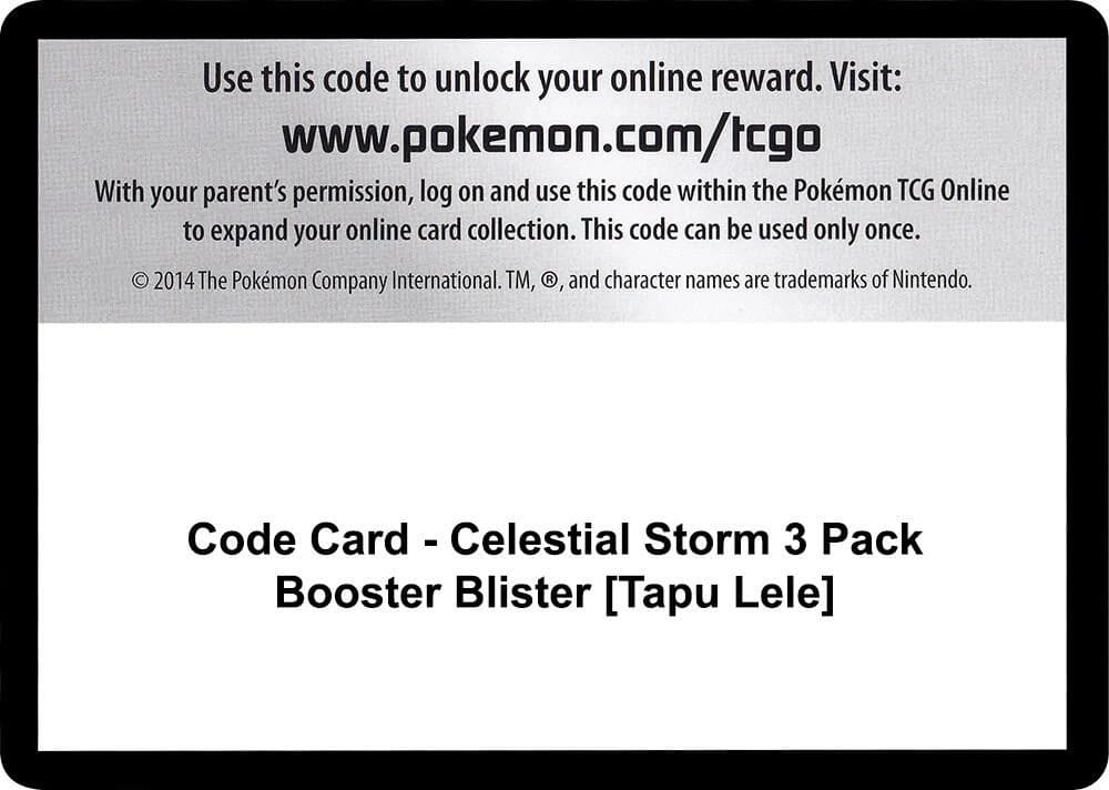 Code Card - Celestial Storm 3 Pack Booster Blister [Tapu Lele]