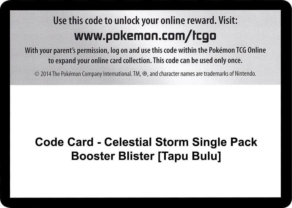 Code Card - Celestial Storm Single Pack Booster Blister [Tapu Bulu]