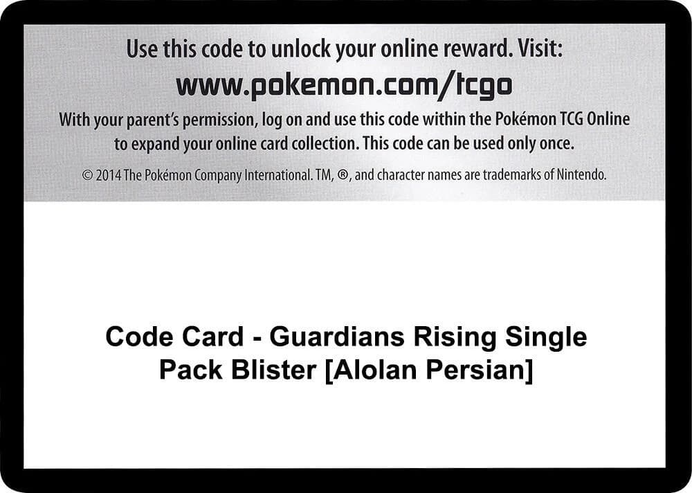 Code Card - Guardians Rising Single Pack Blister [Alolan Persian]