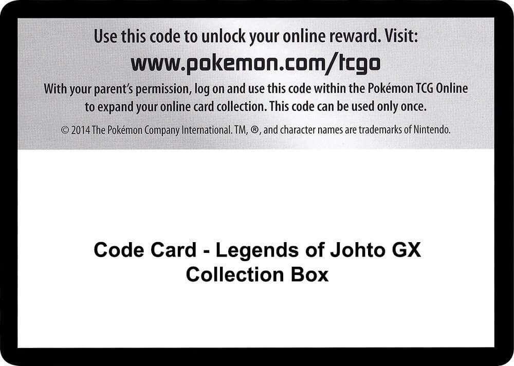 Code Card - Legends of Johto GX Collection Box