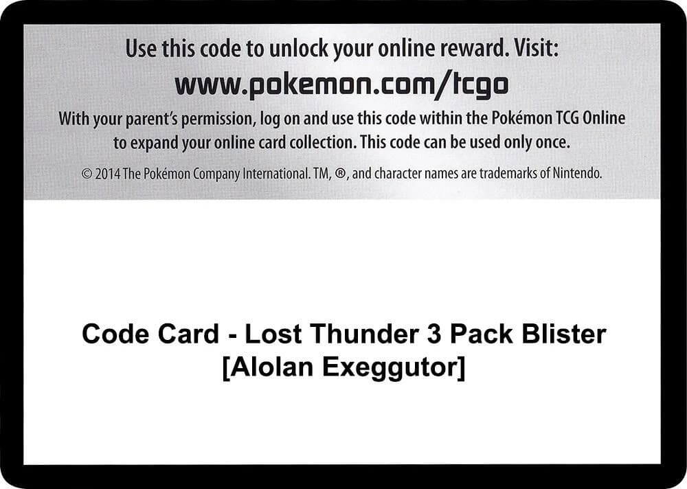 Code Card - Lost Thunder 3 Pack Blister [Alolan Exeggutor]