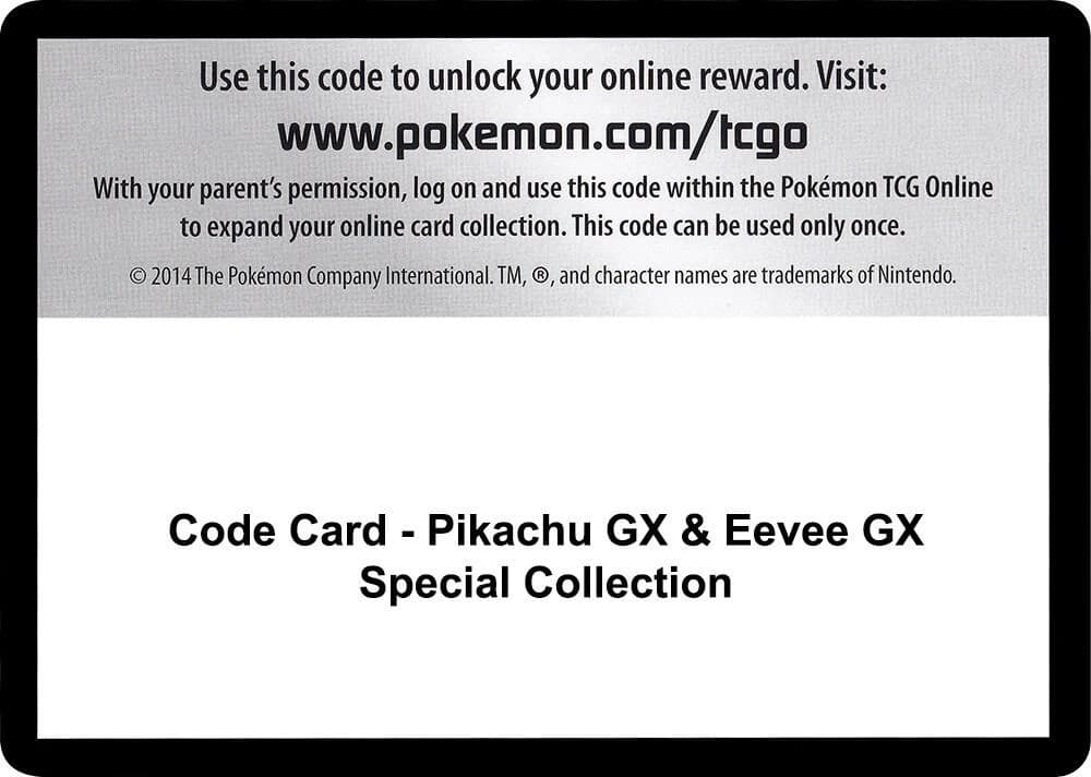Code Card - Pikachu GX & Eevee GX Special Collection