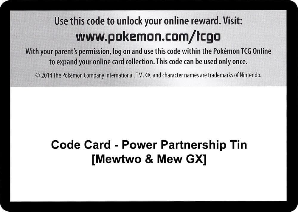 Code Card - Power Partnership Tin [Mewtwo & Mew GX]