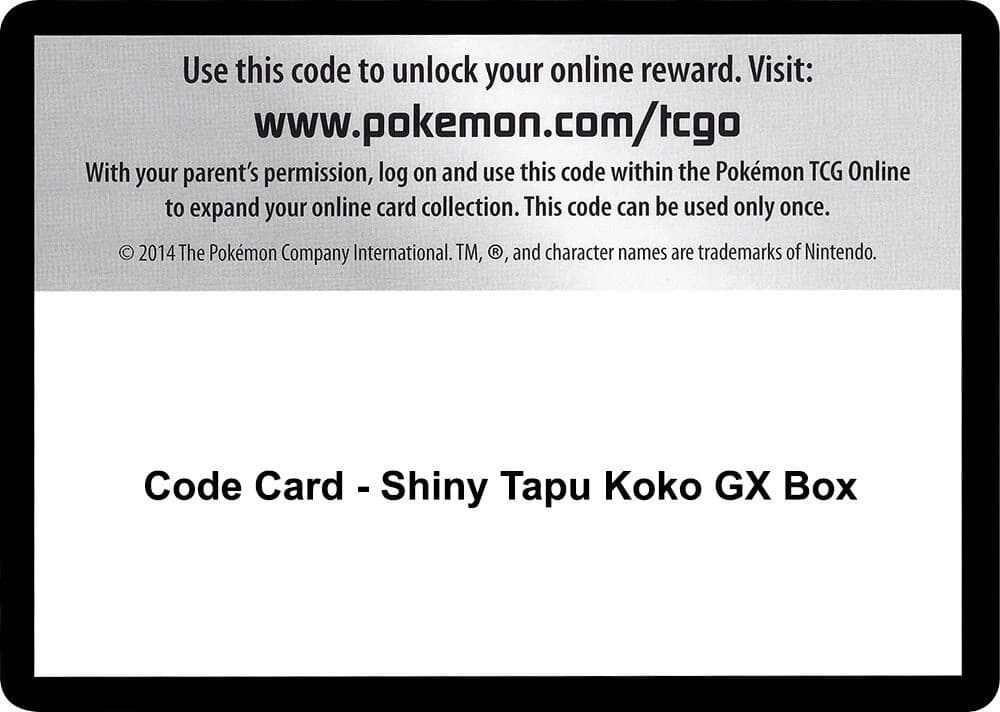 Code Card - Shiny Tapu Koko GX Box
