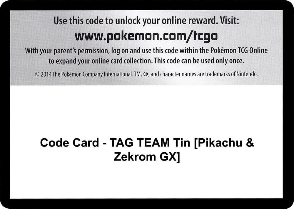 Code Card - TAG TEAM Tin [Pikachu & Zekrom GX]