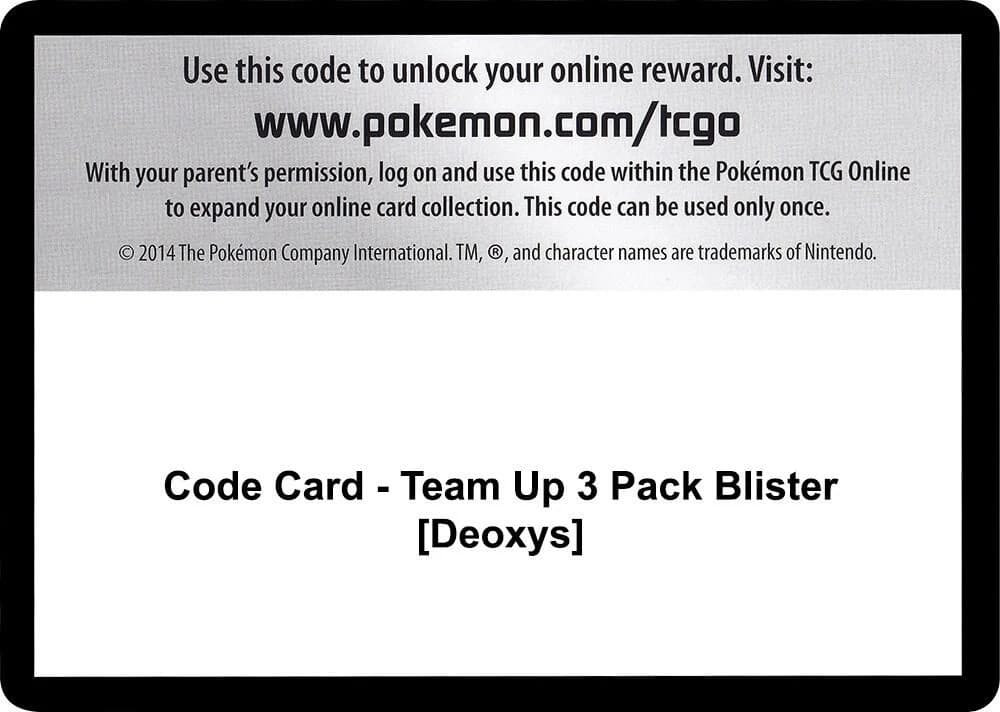 Code Card - Team Up 3 Pack Blister [Deoxys]