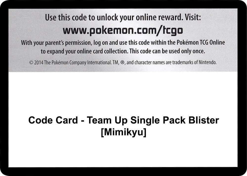 Code Card - Team Up Single Pack Blister [Mimikyu]