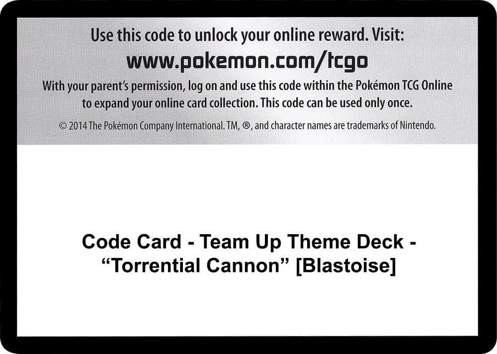 Code Card - Team Up Theme Deck - "Torrential Cannon" [Blastoise]
