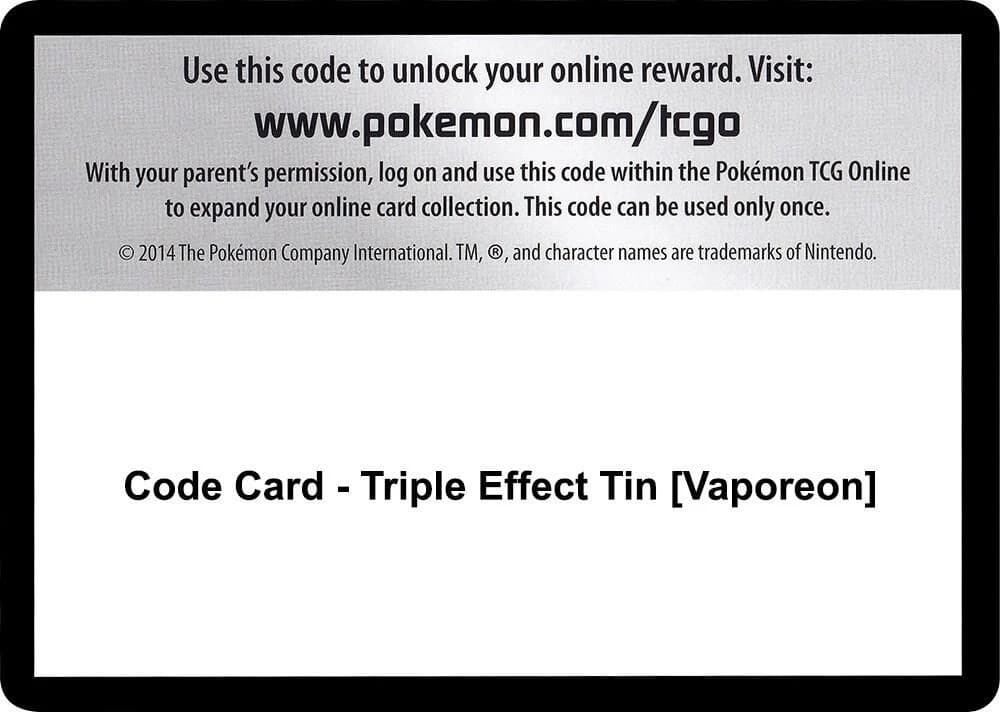 Code Card - Triple Effect Tin [Vaporeon]