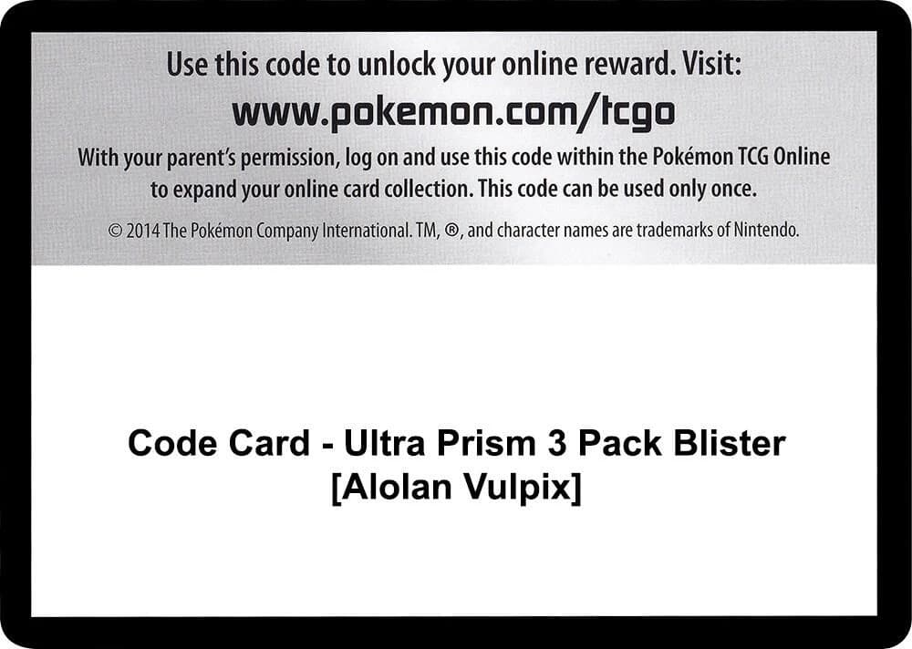 Code Card - Ultra Prism 3 Pack Blister [Alolan Vulpix]