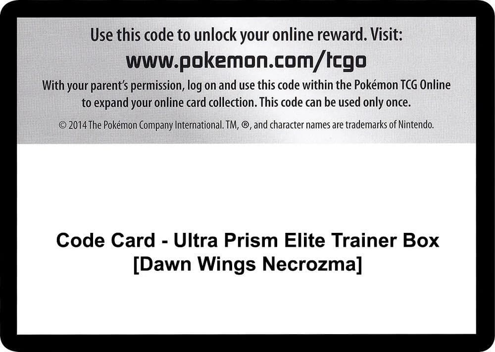 Code Card - Ultra Prism Elite Trainer Box [Dawn Wings Necrozma]