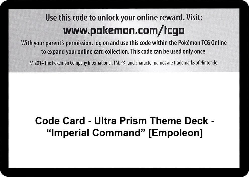 Code Card - Ultra Prism Theme Deck - "Imperial Command" [Empoleon]