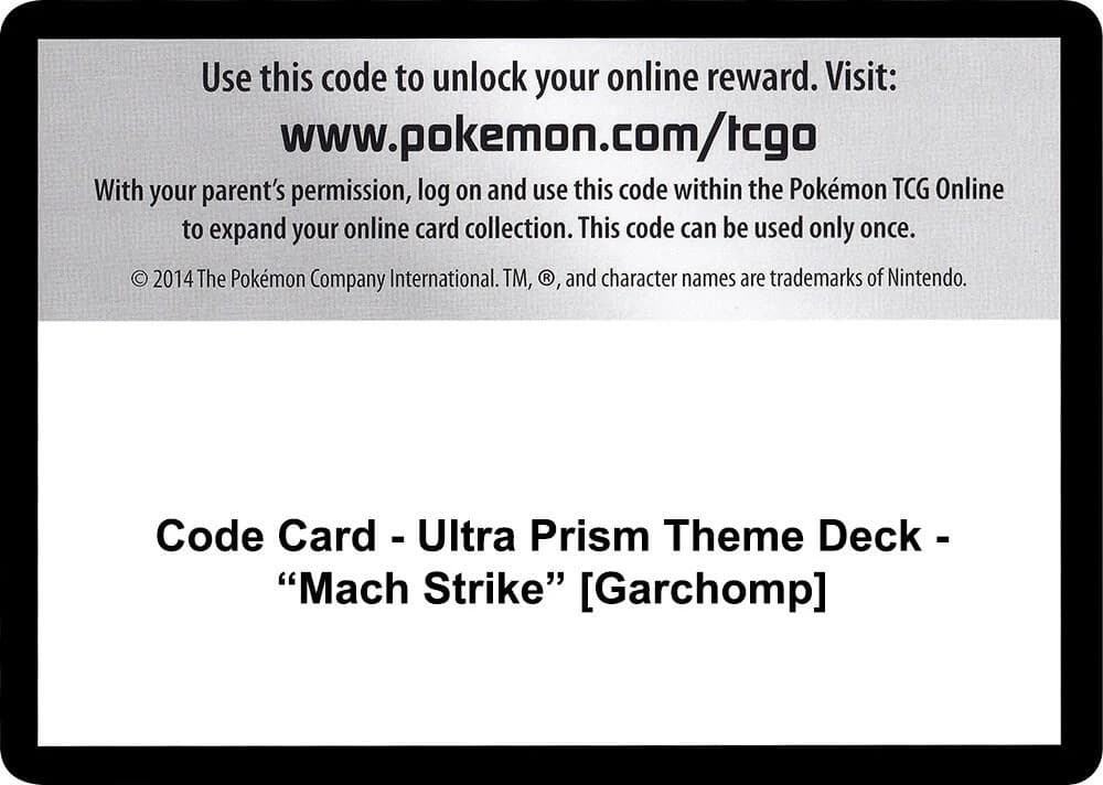 Code Card - Ultra Prism Theme Deck - "Mach Strike" [Garchomp]