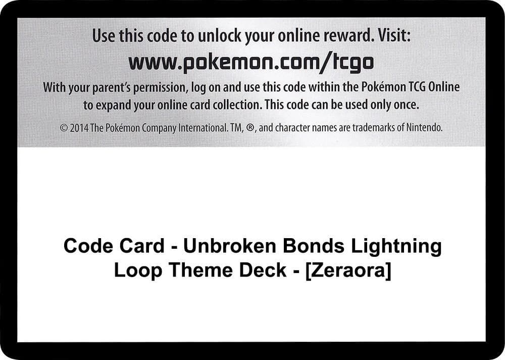 Code Card - Unbroken Bonds Lightning Loop Theme Deck - [Zeraora]
