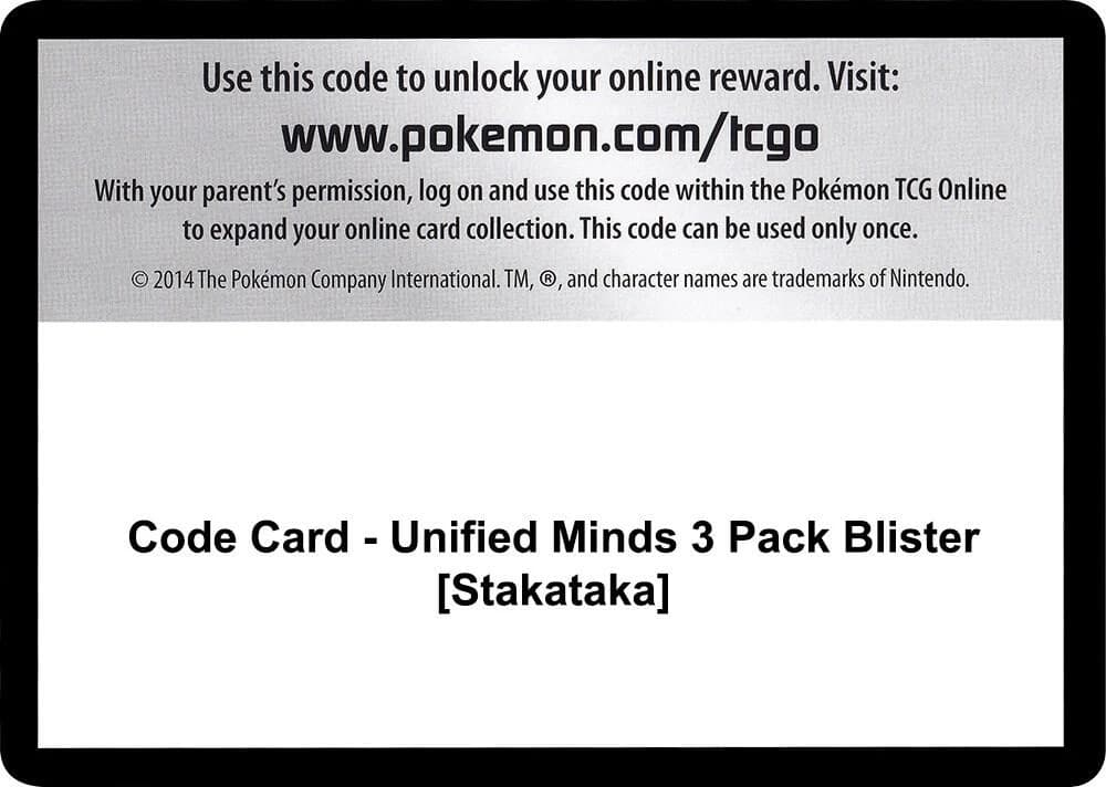 Code Card - Unified Minds 3 Pack Blister [Stakataka]