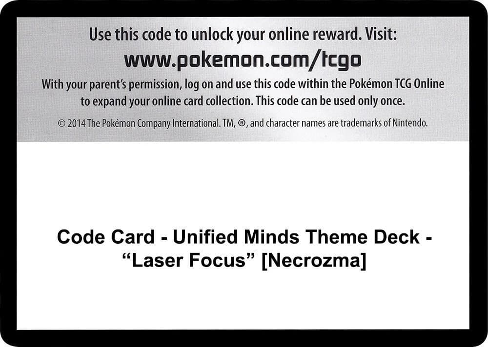 Code Card - Unified Minds Theme Deck - "Laser Focus" [Necrozma]