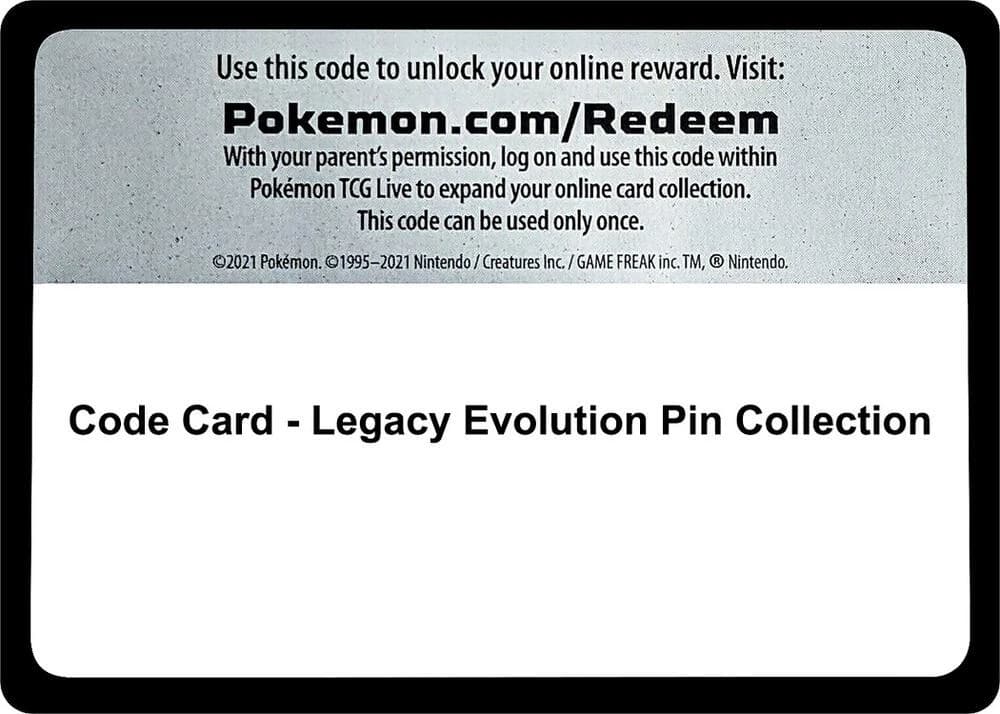 Code Card - Legacy Evolution Pin Collection