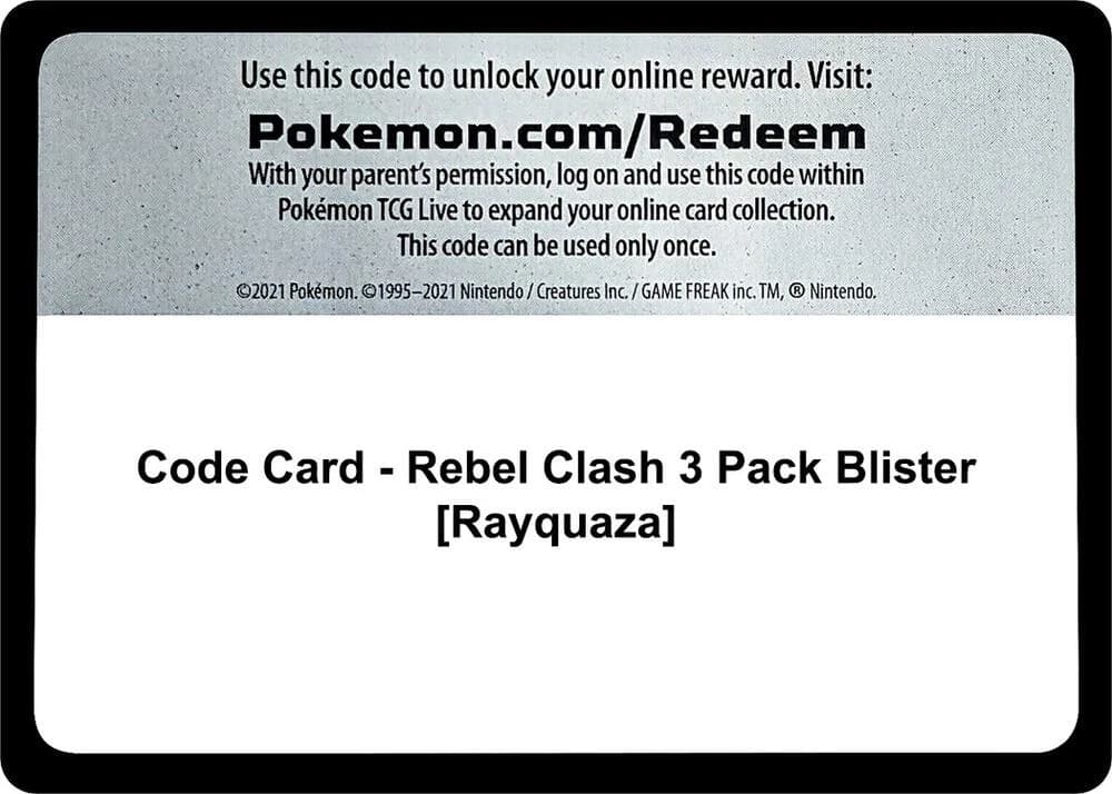 Code Card - Rebel Clash 3 Pack Blister [Rayquaza]