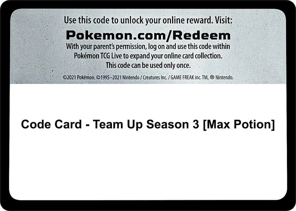 Code Card - Team Up Season 3 [Max Potion]
