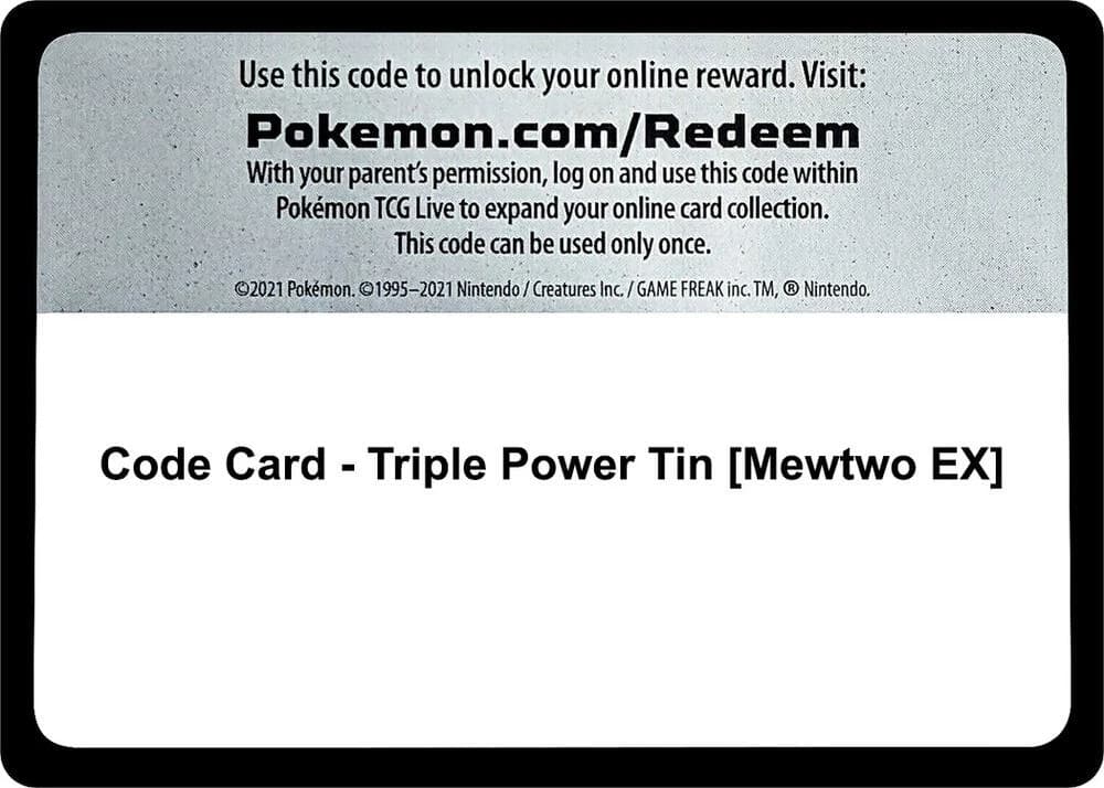 Code Card - Triple Power Tin [Mewtwo EX]