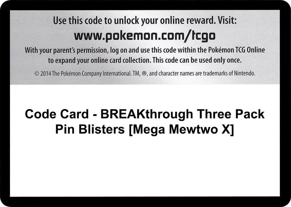 Code Card - BREAKthrough Three Pack Pin Blisters [Mega Mewtwo X]