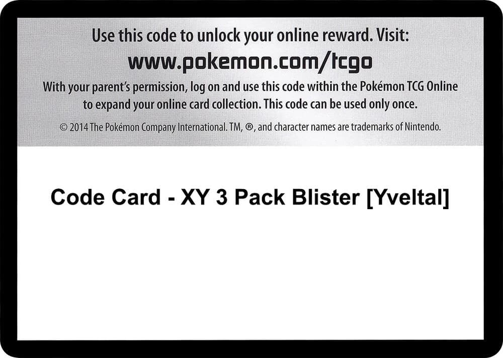 Code Card - XY 3 Pack Blister [Yveltal]