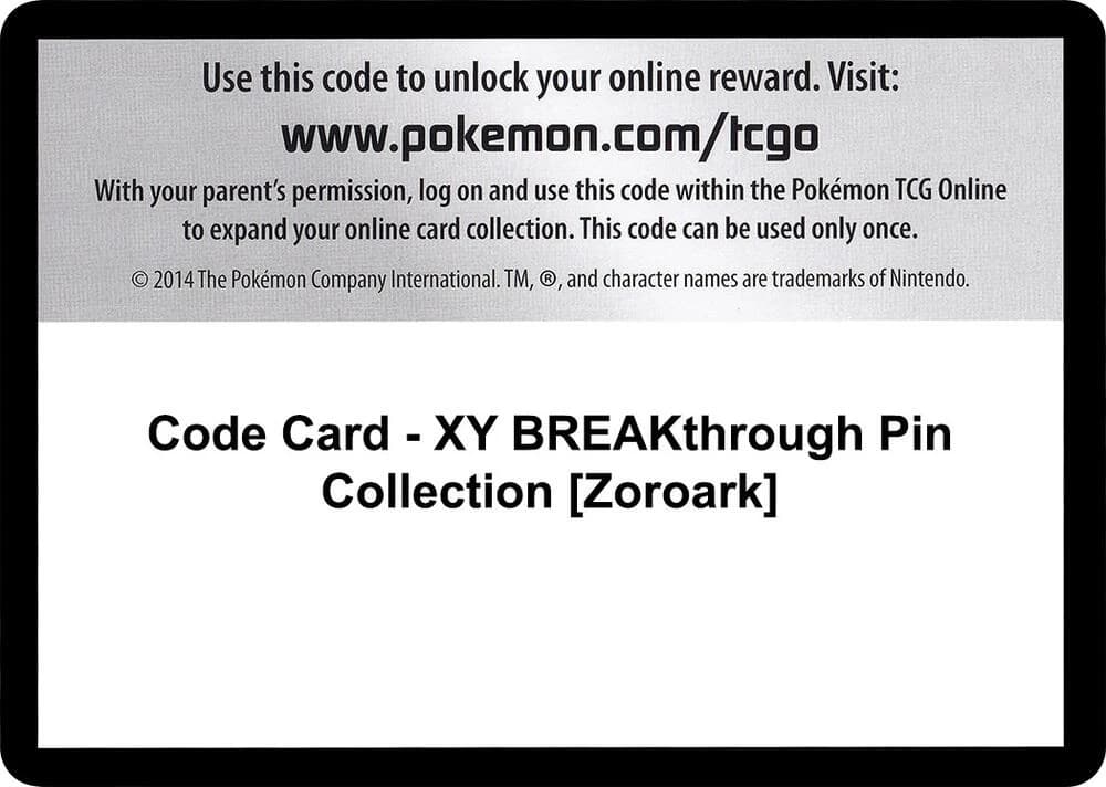 Code Card - XY BREAKthrough Pin Collection [Zoroark]