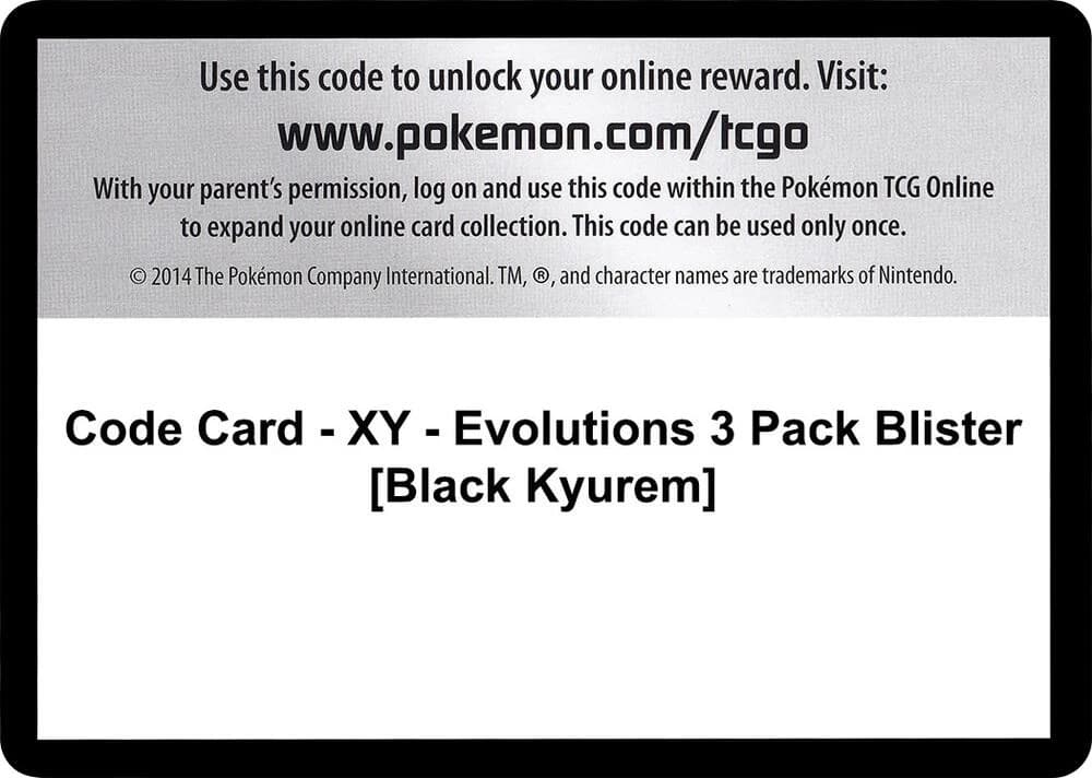 Code Card - XY - Evolutions 3 Pack Blister [Black Kyurem]