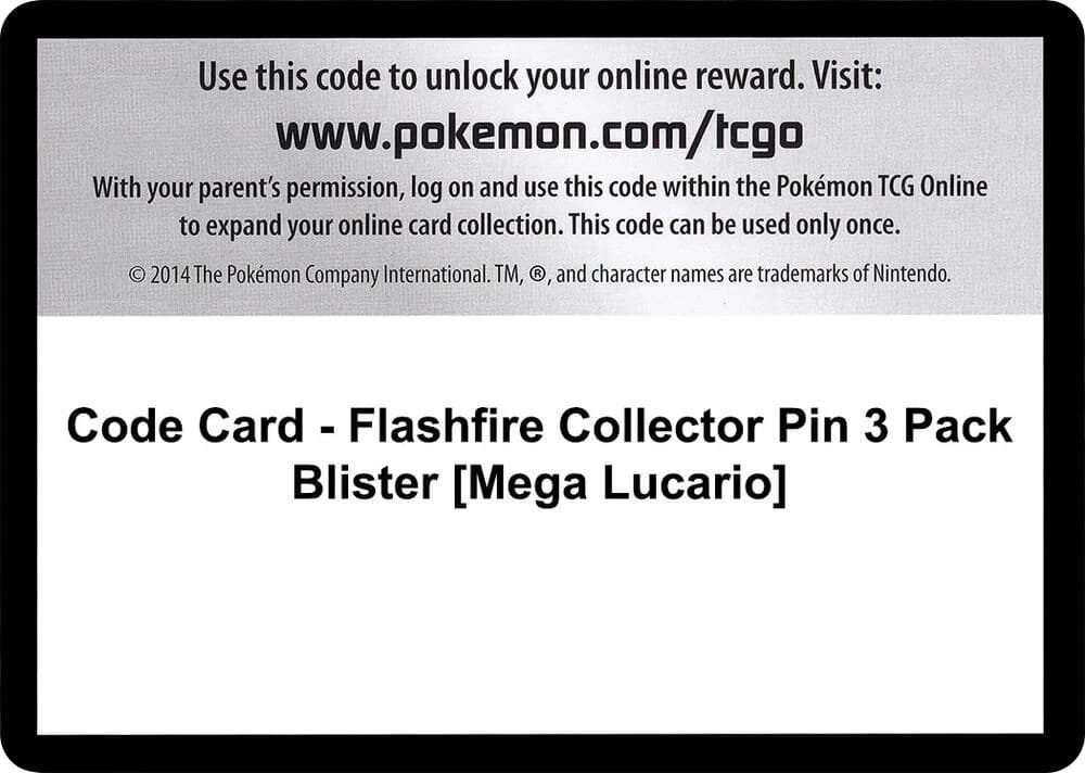 Code Card - Flashfire Collector Pin 3 Pack Blister [Mega Lucario]