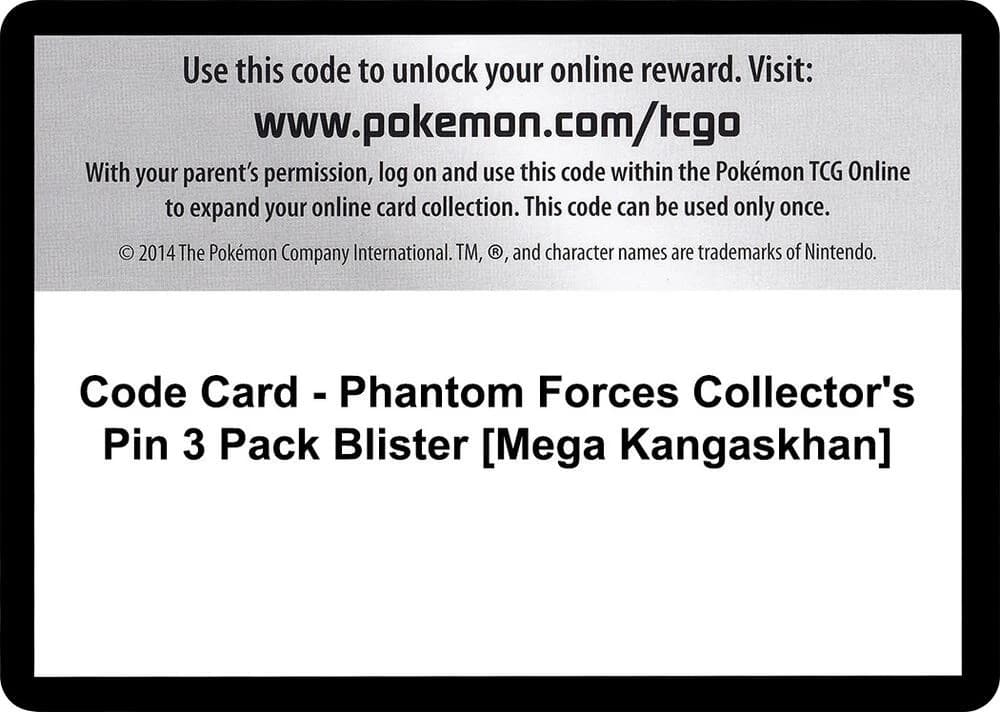 Code Card - Phantom Forces Collector's Pin 3 Pack Blister [Mega Kangaskhan]