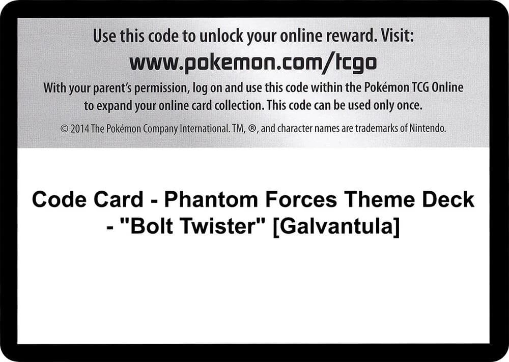 Code Card - Phantom Forces Theme Deck - "Bolt Twister" [Galvantula]
