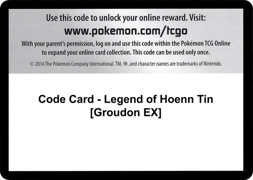 Code Card - Legend of Hoenn Tin [Groudon EX]