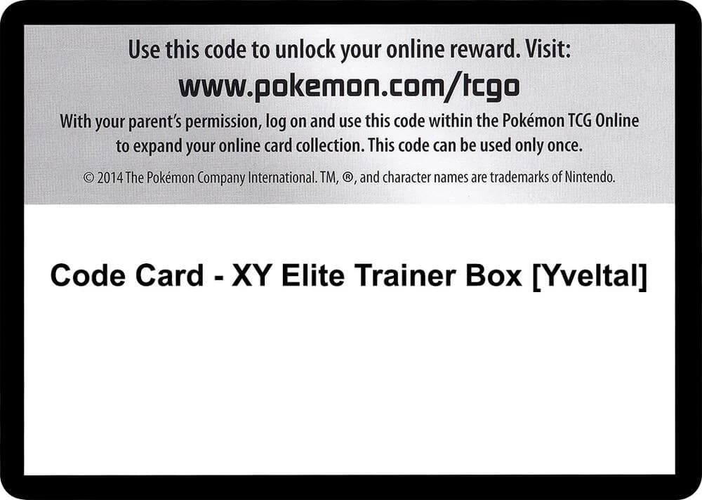 Code Card - XY Elite Trainer Box [Yveltal]