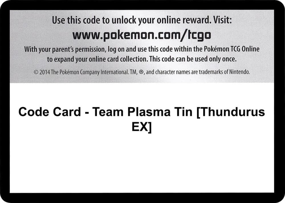 Code Card - Team Plasma Tin [Thundurus EX]