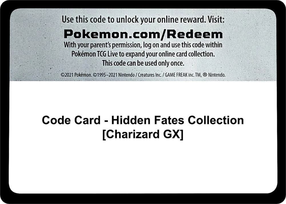 Code Card - Hidden Fates Collection [Charizard GX]