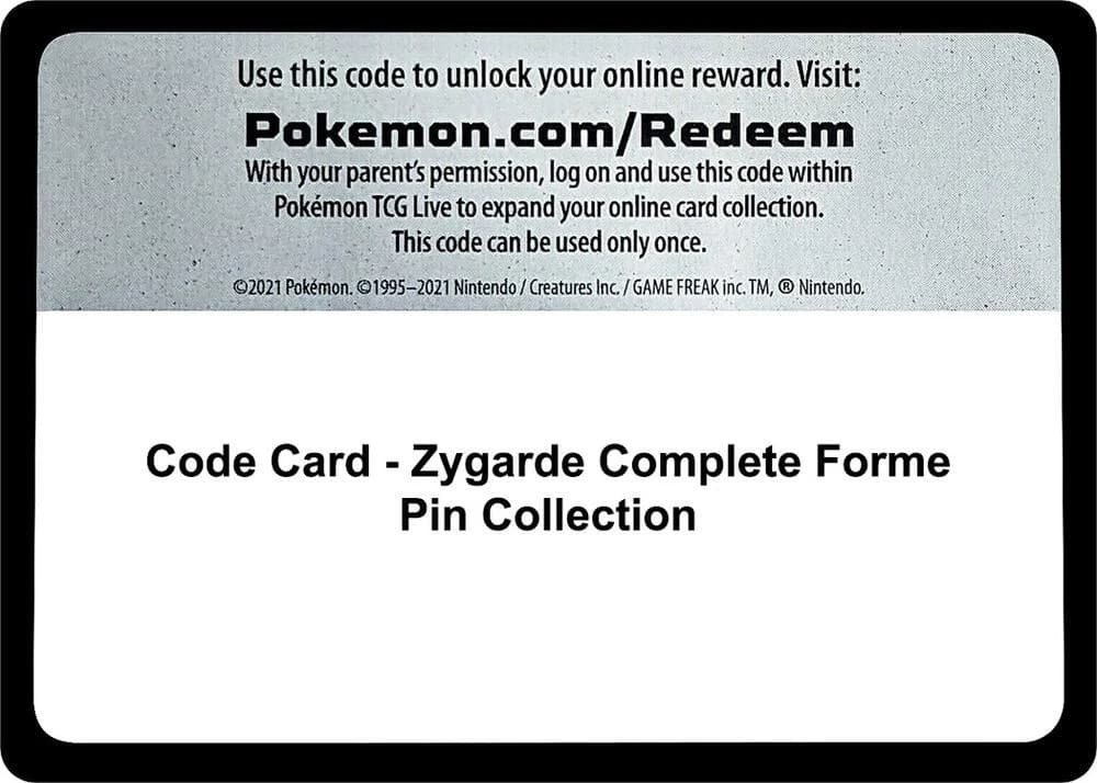Code Card - Zygarde Complete Forme Pin Collection