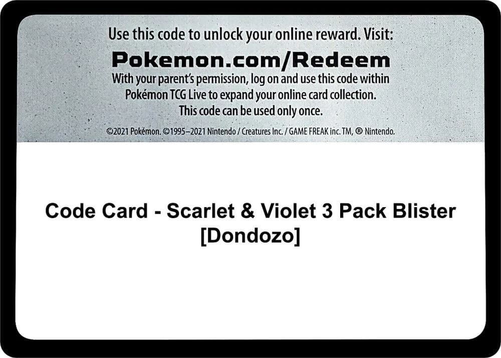 Code Card - Scarlet & Violet 3 Pack Blister [Dondozo]