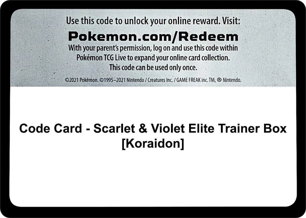 Code Card - Scarlet & Violet Elite Trainer Box [Koraidon]