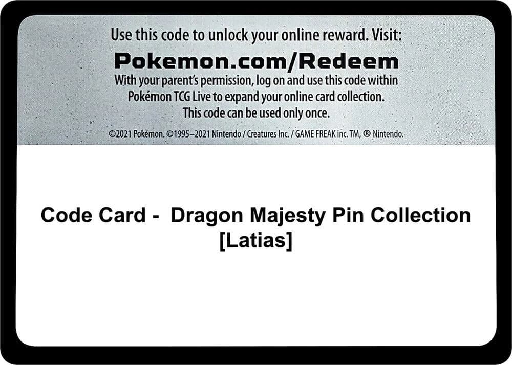 Code Card - Dragon Majesty Pin Collection [Latias]